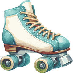 Vector watercolor illustration of a roller skate