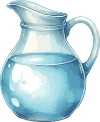 Vector watercolor illustration of a jug of water