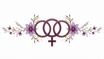 Feminine symbols with flowers in decorative design  