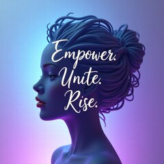 Profile of a woman with textured hair against colorful gradient background  