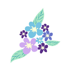 Fototapeta premium Wild and garden flowers, leaves. Modern vector botanical illustrations, hand drawn floral design elements
