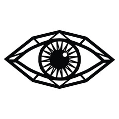 Geometric black and white eye vector design symbolizing vision awareness and perception