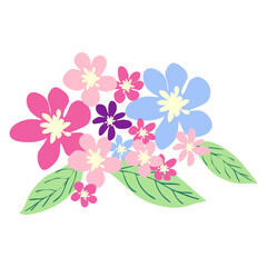 Wild and garden flowers, leaves. Modern vector botanical illustrations, hand drawn floral design elements