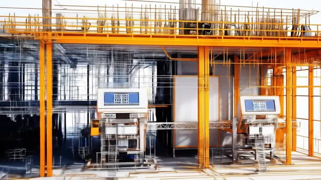 Architectural rendering of a building under construction