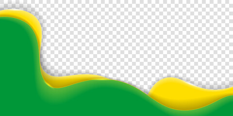 Brazil independence day. Waving blue yellow shapes in realistic design with transparent background
