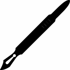 Surgical Scalpel Silhouette Vector – Black Medical Icon Design