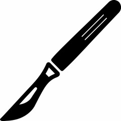Surgical Scalpel Silhouette Vector – Black Medical Icon Design