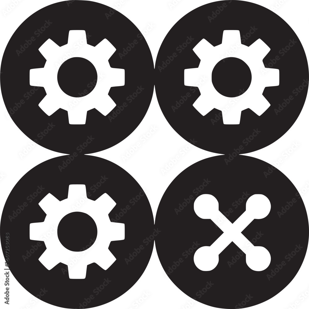 Poster black and white gears and settings vector design for engineering and technical illustrations icon se
