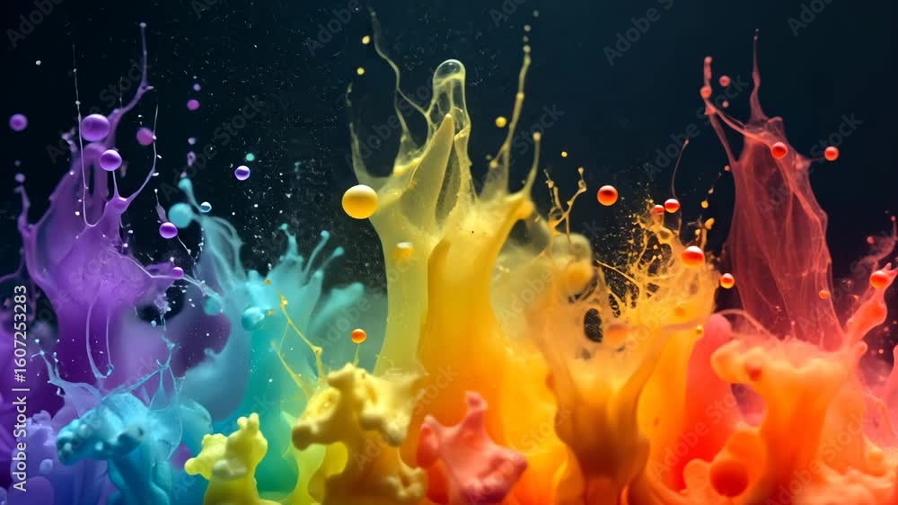 Aufkleber vibrant color splash animation with dynamic ink explosion visuals