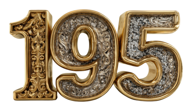 Vintage decorative numbers 195 displayed home artistic design elegant environment isolated on transparent background
