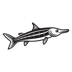 Fototapeta premium paddle fish silhouette vector illustration logo sticker design 