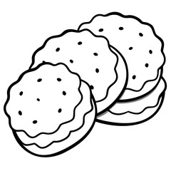 Biscuits line art vector