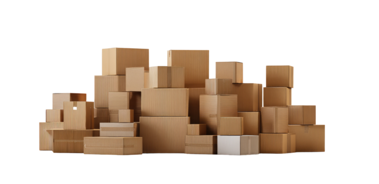 Cardboard boxes stacked high