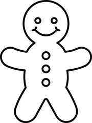 Simple gingerbread man line art vector illustration