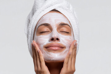 Woman with face mask, spa treatment, skincare routine, self-care made with generative AI