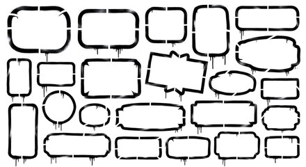 Graffiti frame set spray painted grunge style isolated elements