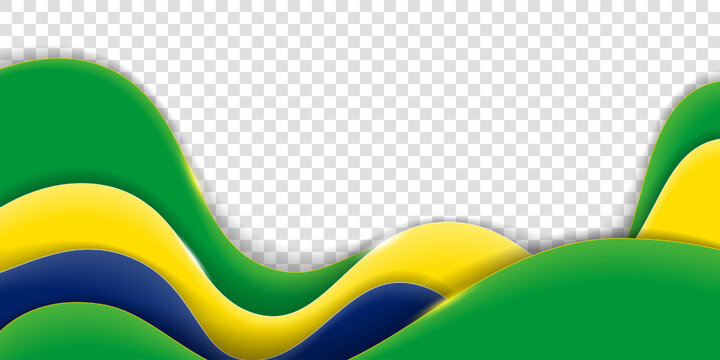 Brazilian independence day. Waving green yellow and blue shapes in realistic design