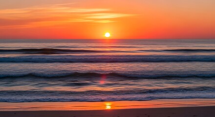 Obraz premium Photo of the sun sets over the ocean waves