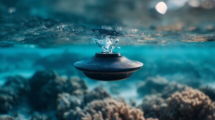 Floating Bluetooth Speaker Surrounded by Clear Coral Reef Water