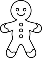 Cute gingerbread man line art vector illustration