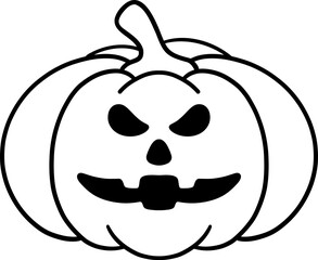 halloween jack o lantern character smiling in simple outline line art for coloring