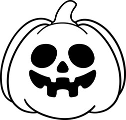 halloween jack o lantern character smiling in simple outline line art for coloring
