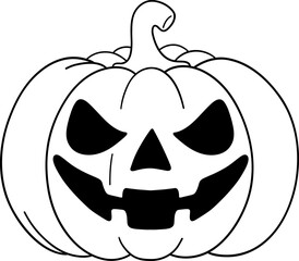 halloween jack o lantern character smiling in simple outline line art for coloring