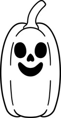 halloween jack o lantern character smiling in simple outline line art for coloring