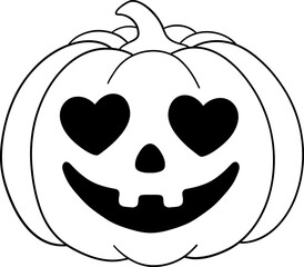 halloween jack o lantern character smiling in simple outline line art for coloring