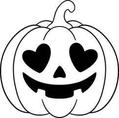 halloween jack o lantern character smiling in simple outline line art for coloring
