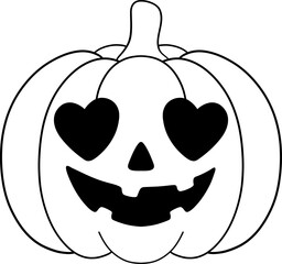 halloween jack o lantern character smiling in simple outline line art for coloring