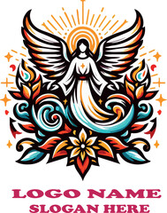 Espiritu santo logo vector white background .