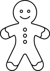 Simple gingerbread man line art vector illustration