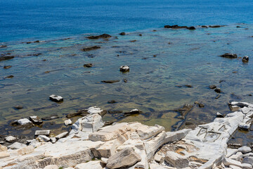 Rocky shores of the island of Thassos