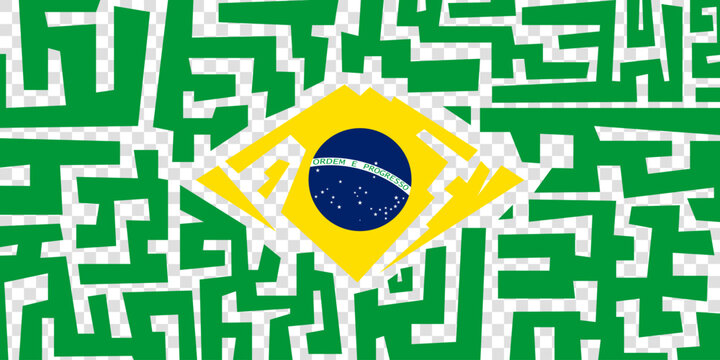 Brazilian Independence Day. background with simple maze design in brazilian flag