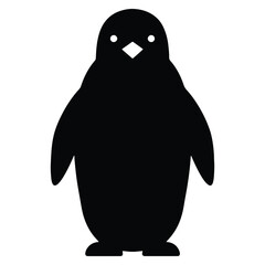 Silhouette of a cute black penguin with simple design on a clean white background