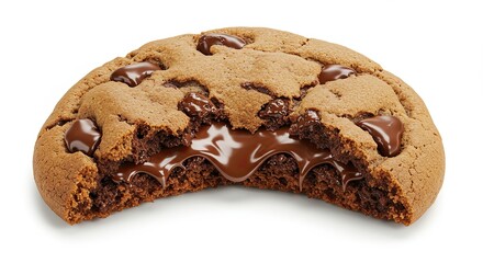 Broken Chocolate Chip Cookie with Melted Chocolate Center