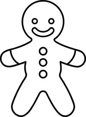 Happy gingerbread man line art vector illustration