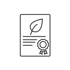 certificate,ecology,leaf flat line icon vector illustration of a document with a leaf symbol for ecological or environmental certificate