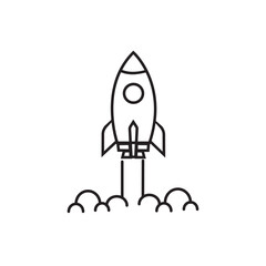 rocket,launch,startup flat line icon vector illustration of a rocket taking off for business startup or project launch concept