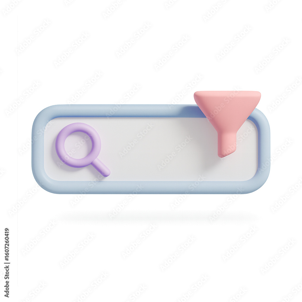 Poster 3d search and filter icons isolated on transparent background