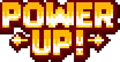 pixel style "POWER UP" text