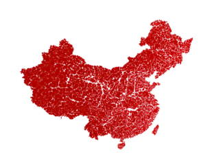 Red textured map of China