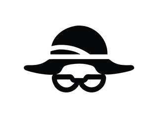 Stylish Woman's Hat and Glasses Icon