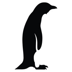 Silhouette of a standing penguin facing right isolated on a clean white background