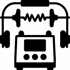 Modern Defibrillator Icon Vector — Black Silhouette Medical Symbol Design