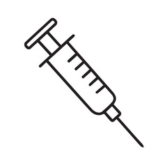 Medical Syringe Icon Outline – Minimal Vector of Injection Needle for Vaccine, Hospital, Health, and Clinical Design Use