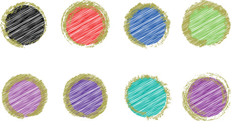 Hand-Sketched Freeform Brush-Stroke Circle Outline &ndash;Scribed-Colored Vector Border for Modern and Artistic Design Projects

