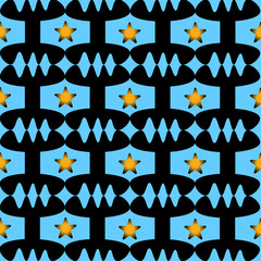 Seamless Geometric Star Pattern in Blue and Yellow