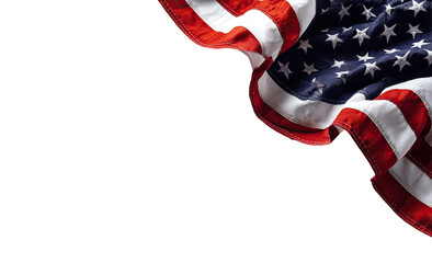 American flag draped, corner view